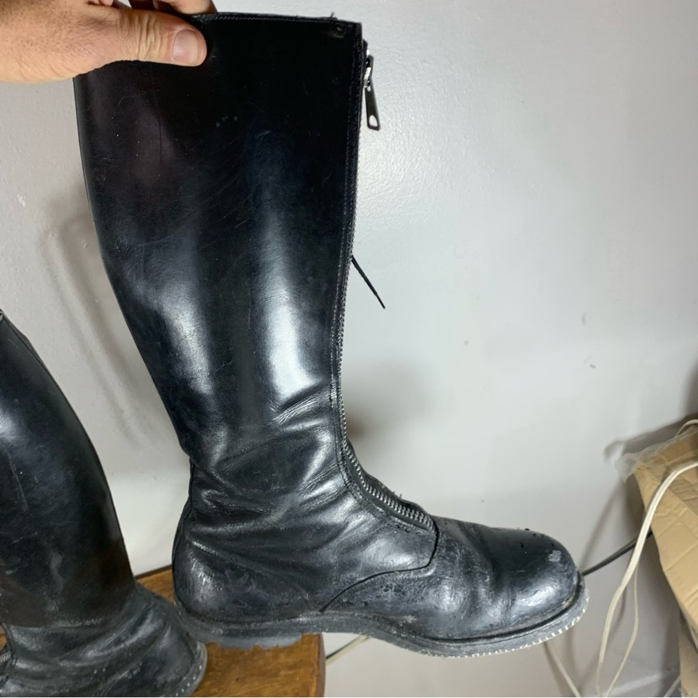 Vintage 70s hand made motorcycle , police  Steel toe leather boots - Picture 5 of 14